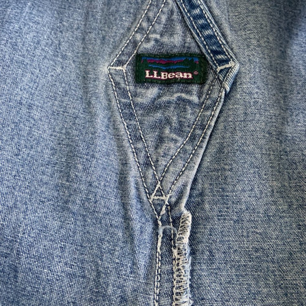 90s 100% Cotton Classic Vintage L.L. Bean Bib Overalls Medium Wash - Picture 3 of 4